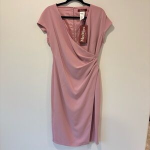 MaxMara Studio Pink Parola Sheath Dress Knee Length Formal Faux Wrap Luxury